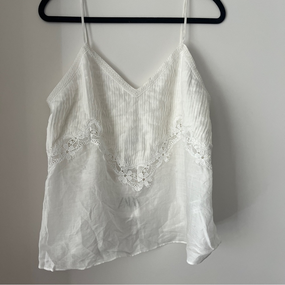 White lace Zara top size XL